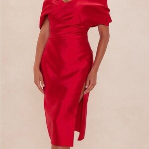 Elegant Red Off-Shoulder Dress